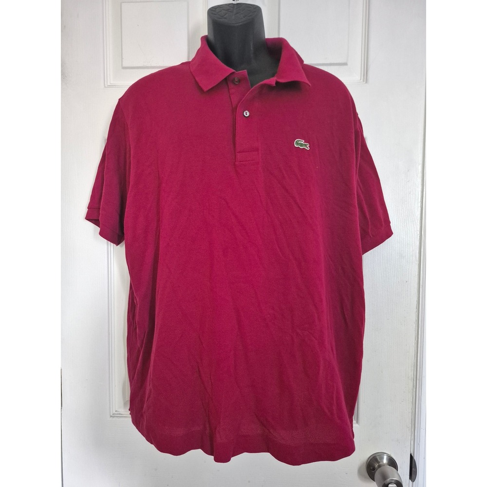 Lacoste Men's Polo in Deep Raspberry with Green Crocodile